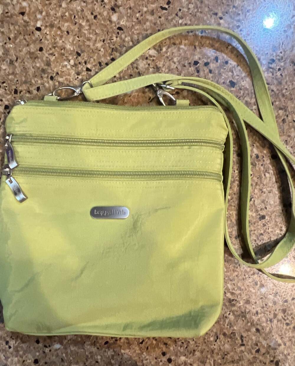 Baggallini Lime Green Nylon Crossbody Bag with Matching ID Card Holder